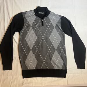 Studio By Omega Sweater Mens Medium 1/4 Zip Color Block Preppy Retro Golf